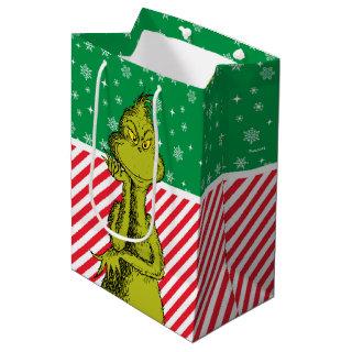 The Grinch Red and Green Snowflake Birthday Medium Gift Bag