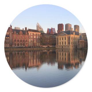 The Hague skyline in the Netherlands Classic Round Sticker