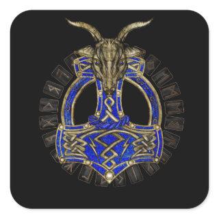 The hammer of Thor - Gold and Lapis Lazuli Square Sticker