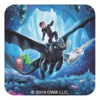 The Hidden World | Hiccup, Toothless, & Light Fury Square Sticker