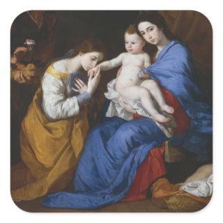 The Holy Family with Saints Anne and Catherine Square Sticker