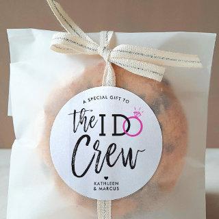 The I Do Crew | Wedding Party Pink Ring Classic Round Sticker
