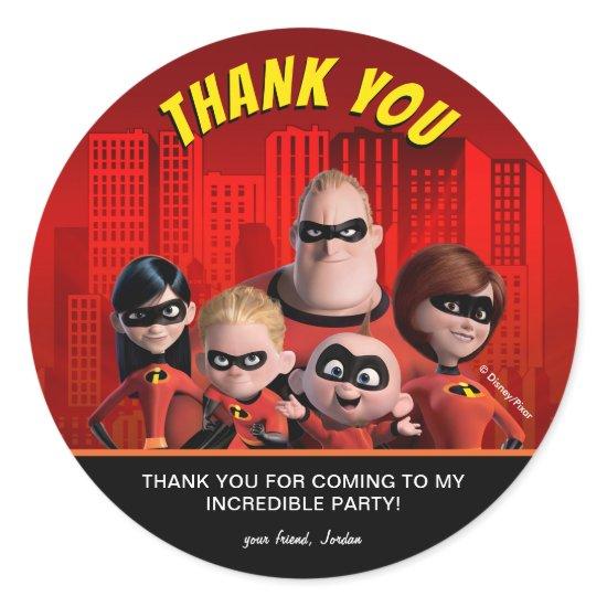 The Incredibles Family Birthday Thank You Classic Round Sticker