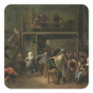 The Interior of a Tavern with a Couple Dancing to Square Sticker