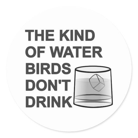 The Kind Of Water Birds Don't Drink Classic Round Sticker