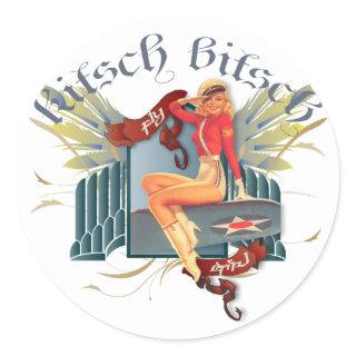 The Kitsch Bitsch : Fly Girl Tattoo Pin-Up Classic Round Sticker