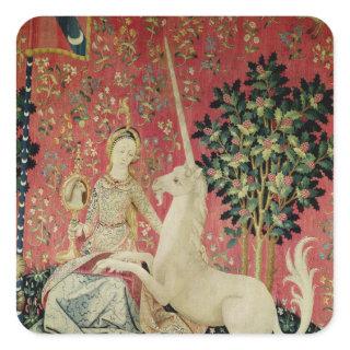The Lady and the Unicorn: 'Sight' Square Sticker