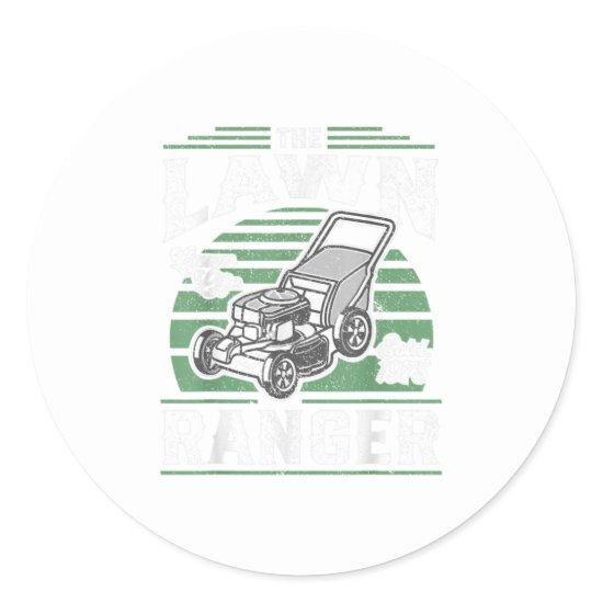 The Lawn Ranger Funny Mower Grass Mowing Fat Classic Round Sticker