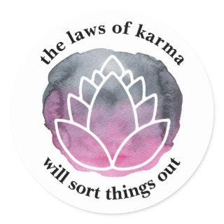The Laws of Karma White Lotus Inspirational Classic Round Sticker