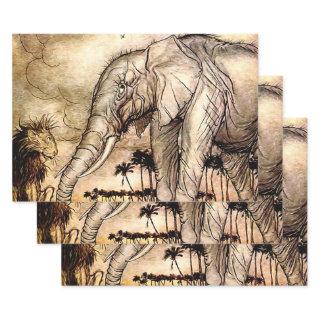 “The Lion and The Elephant” by Arthur Rackham  Sheets