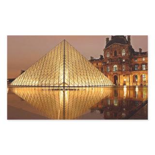 The Louvre Pyramid in the courtyard of the Louvre Rectangular Sticker