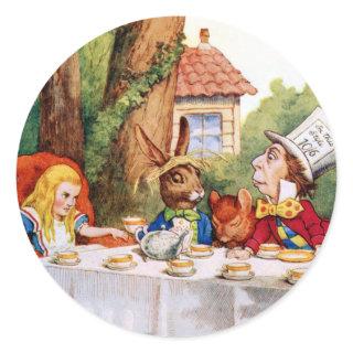 The Mad Hatter's Tea Party in Wonderland Classic Round Sticker