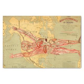 The Man of Commerce Map of United States (1889) Tissue Paper