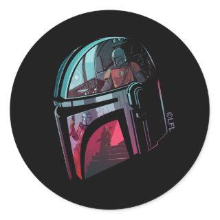 The Mandalorian Helmet Reflections Collage Classic Round Sticker