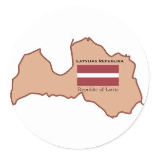 The Map and Flag of Latvia Classic Round Sticker
