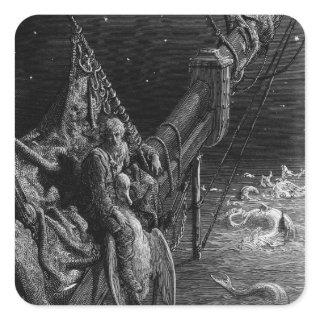 The Mariner gazes on the serpents in the ocean Square Sticker