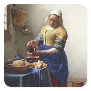 The Milkmaid, c.1658-60 (oil on canvas) Square Sticker