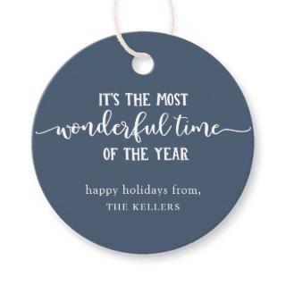 The Most Wonderful Time Of The Year Blue Holiday Favor Tags