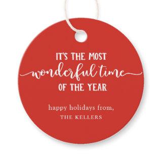 The Most Wonderful Time Of The Year Red Holiday Favor Tags