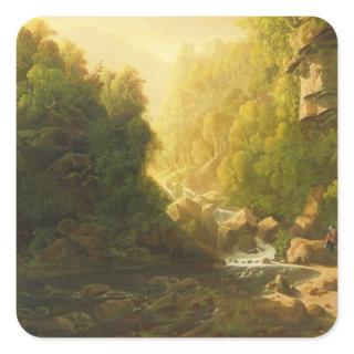 The Mountain Torrent, c.1820-30 (oil on canvas) Square Sticker