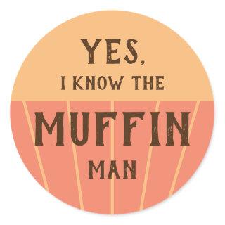 The muffin man funny sticker kids baking party