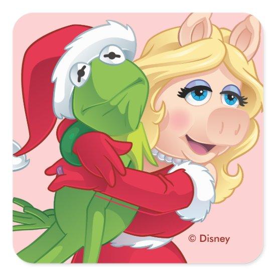 The Muppets | Kermit & Miss Piggy Christmas Square Sticker