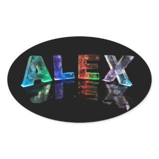 The Name Alex in Lights Oval Sticker