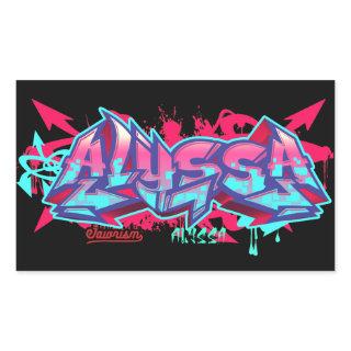 The name Alyssa in graffiti-Rectangle Stickers