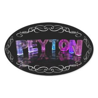 The Name Peyton -  Name in Lights (Photograph) Oval Sticker