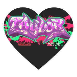 The name Taylor in graffiti-Heart Stickers