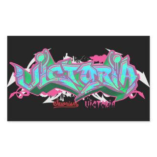 The name Victoria in graffiti Rectangular Sticker