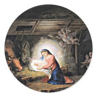 The Nativity of Christ - Vladimir Borovikovsky Classic Round Sticker