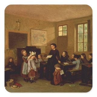 The naughty school children square sticker