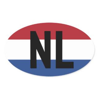 The Netherlands - flag and abbreviation Oval Sticker