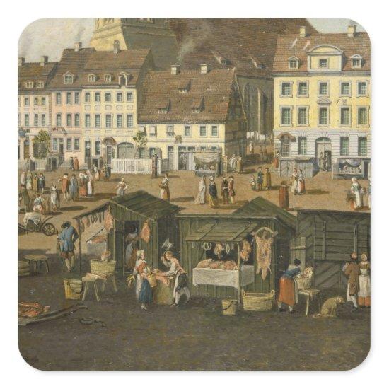 The New Market in Berlin with the Marienkirche Square Sticker
