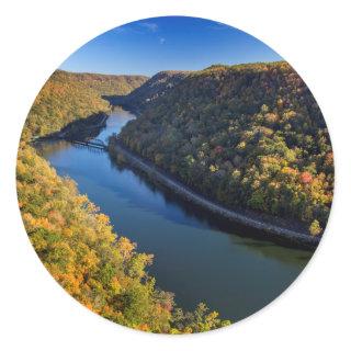 The New River Gorge At Hawks Nest State Park Classic Round Sticker