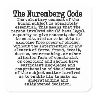 The Nuremberg Code Square Sticker