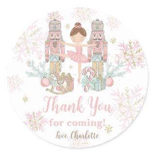 The Nutcracker Ballet Blush Pink Christmas Favor Classic Round Sticker