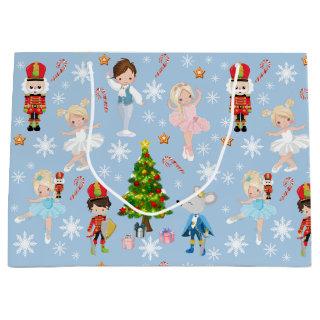 The Nutcracker Characters Blue Winter Christmas Large Gift Bag