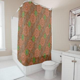 The Orange floral rainy scatter fibers textured pa Shower Curtain