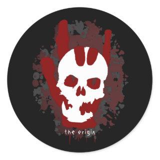 The Origin Hand Sign Skull Blood Splatter Rocker C Classic Round Sticker