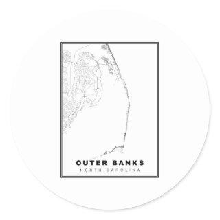 The Outer Banks Map Classic Round Sticker
