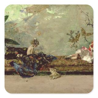 The Painter's Children in the Japanese Salon Square Sticker