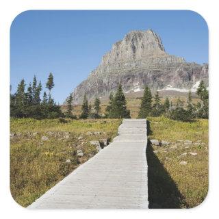 The pathway to the view of Hidden Lake Square Sticker