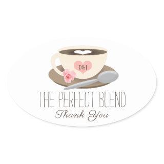 The Perfect Blend Monogrammed Coffee Cup Oval Sticker