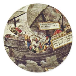 The Philosopher Pyrrho In Stormy Seas By Petrarca- Classic Round Sticker