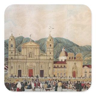 The Plaza de Bolivar, Bogota, 1837 Square Sticker