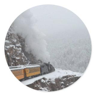 The Polar Express Rounds the Bend Classic Round Sticker