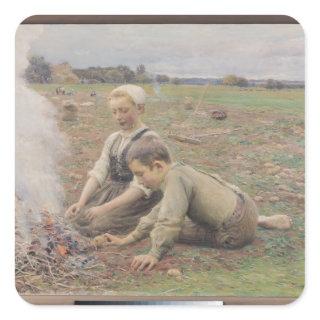 The Potato Gatherers, 1898 Square Sticker