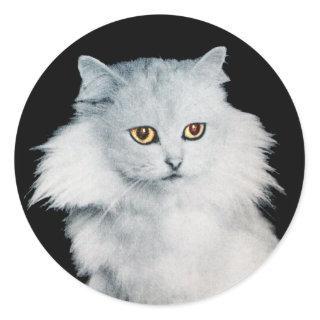 THE QUEEN OF WHITE CATS CLASSIC ROUND STICKER